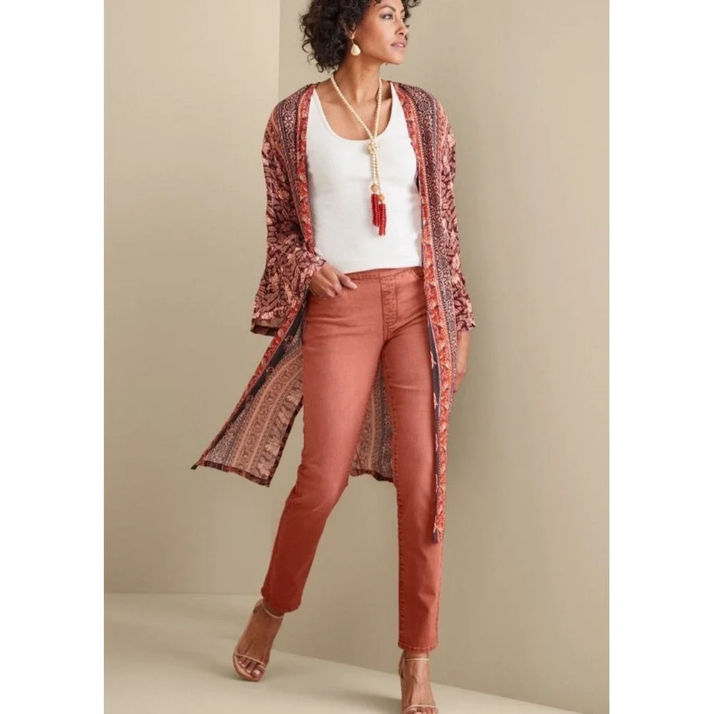 NWT Soft Surroundings the Ultimate Straight Leg Crop Pant Orange SZ L 14/16